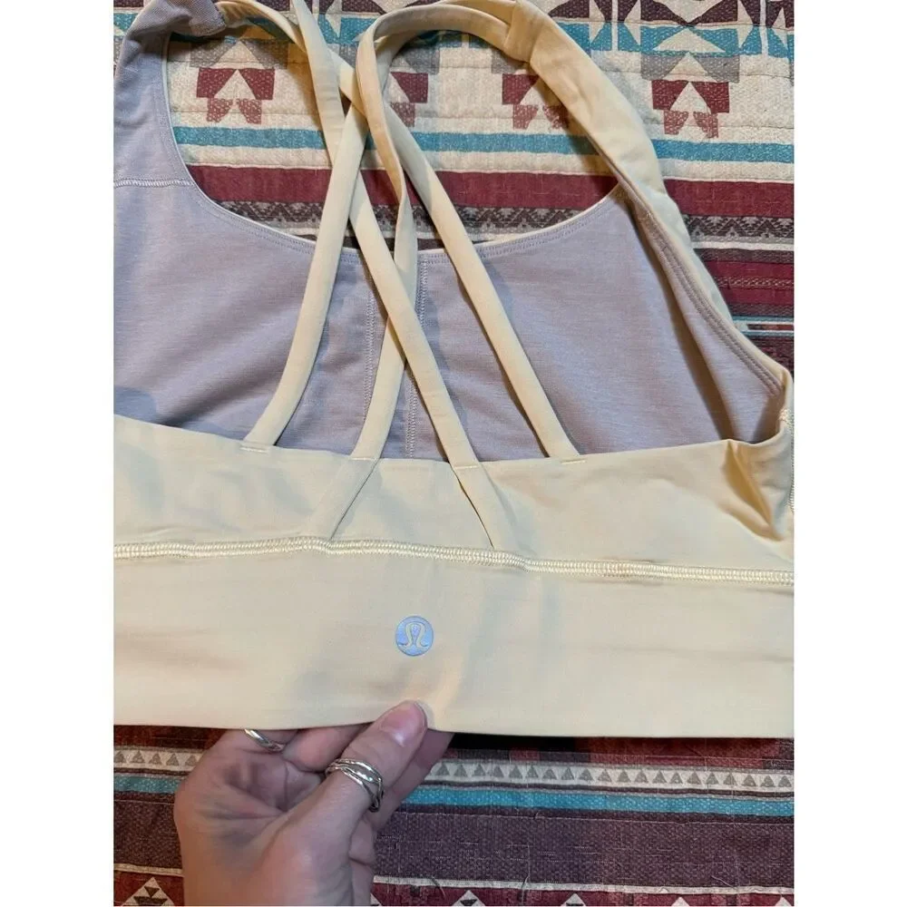 Lululemon light yellow Strappy Sports Bra size 8